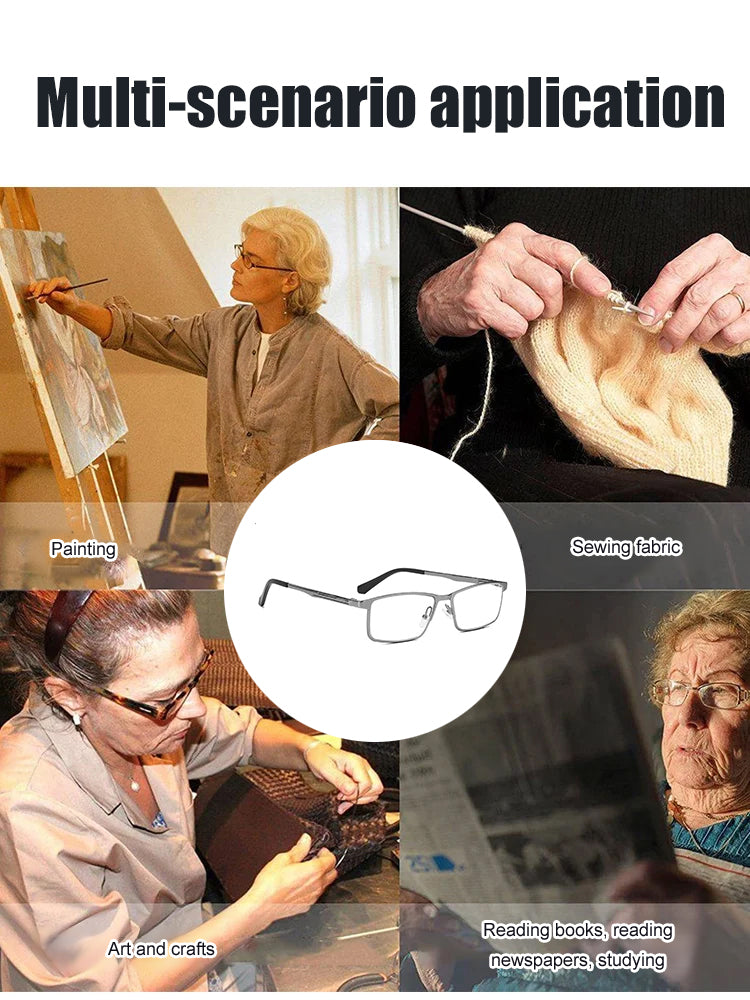Smart Reading Glasses - Auto-Adjust 100-700 Degrees for Crystal-Clear Vision