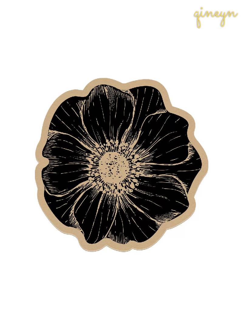 [Water-Absorbing & Oil-Resistant] Rose-Patterned Kitchen & Bathroom Diatomaceous Earth Drain Mat