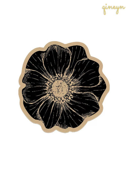 [Water-Absorbing & Oil-Resistant] Rose-Patterned Kitchen & Bathroom Diatomaceous Earth Drain Mat