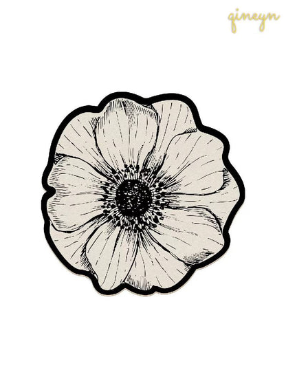 [Water-Absorbing & Oil-Resistant] Rose-Patterned Kitchen & Bathroom Diatomaceous Earth Drain Mat