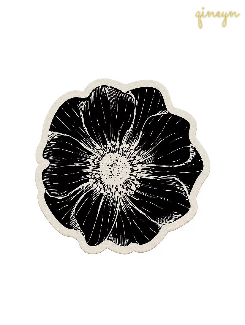 [Water-Absorbing & Oil-Resistant] Rose-Patterned Kitchen & Bathroom Diatomaceous Earth Drain Mat
