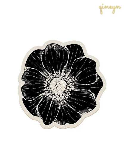 [Water-Absorbing & Oil-Resistant] Rose-Patterned Kitchen & Bathroom Diatomaceous Earth Drain Mat